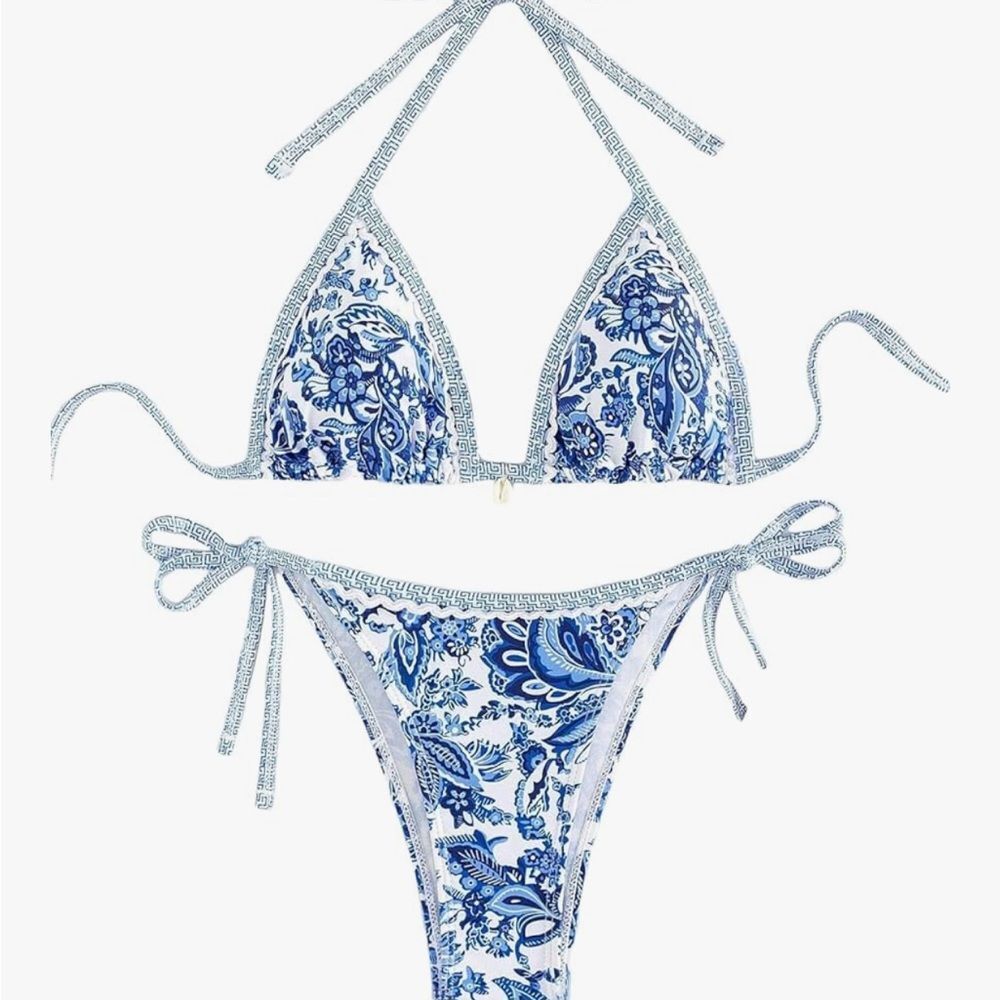Blue Floral Bikini Set